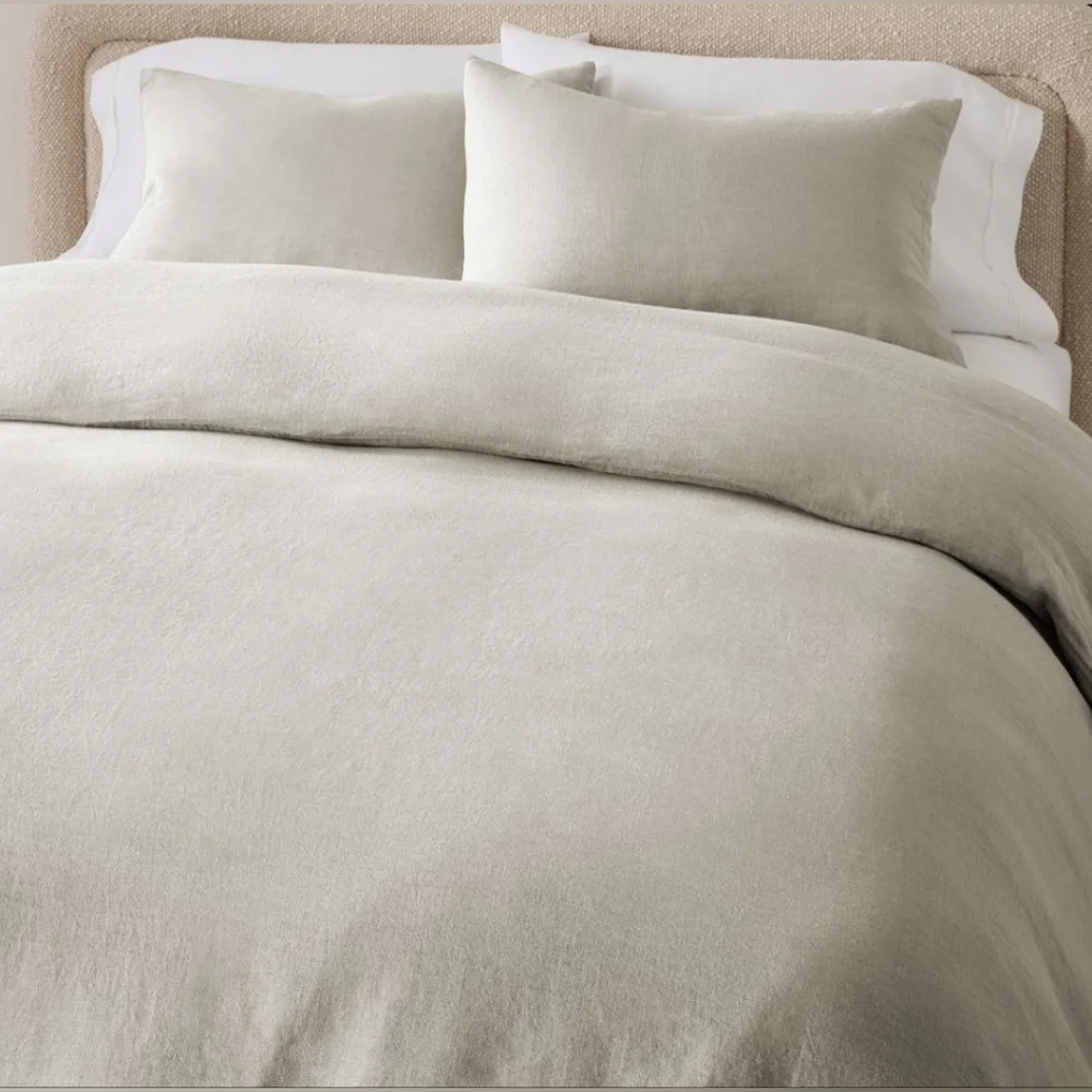 ❤️BUY 2 GET 1 FREE European Flax Linen Duvet Cover, Color Warm Gray Melange